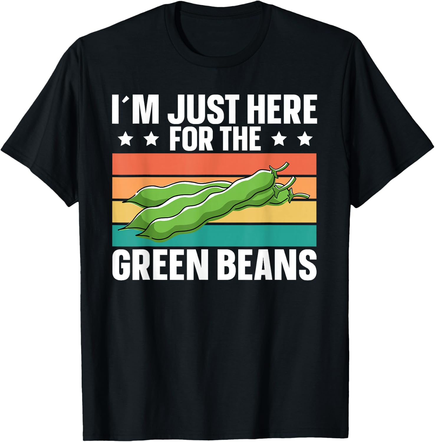 Green Bean Just Here For Green Beans Retro T-Shirt - T-Shirt | Black