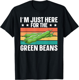 Green Bean Just Here For Green Beans Retro T-Shirt - T-Shirt | Black