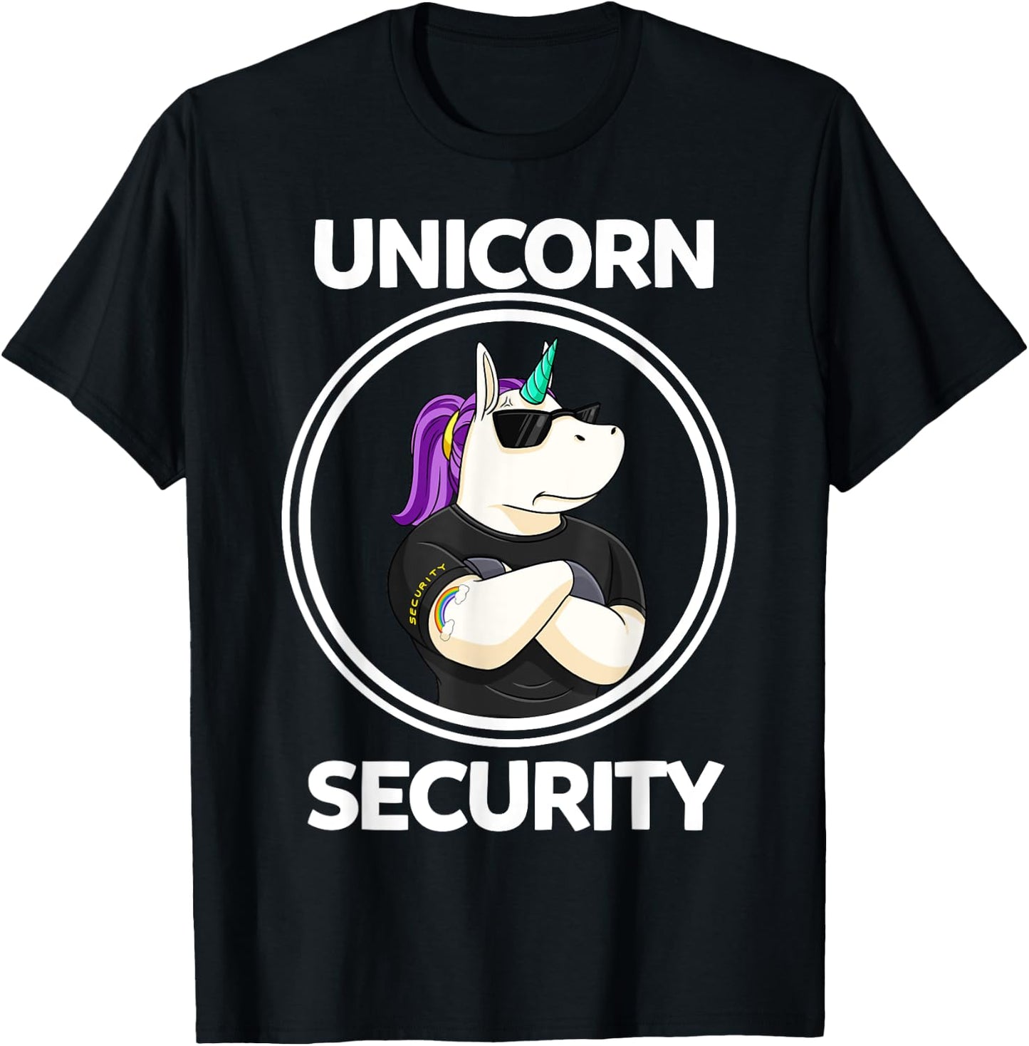 Unicorn Security Birthday Boys Dad Gift T-Shirt - T-Shirt | Black