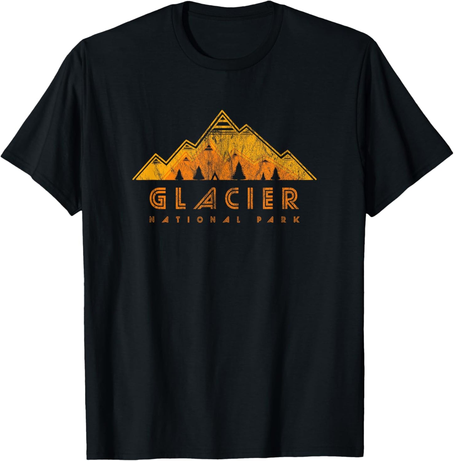 Glacier National Park Retro T-Shirt - T-Shirt | Black