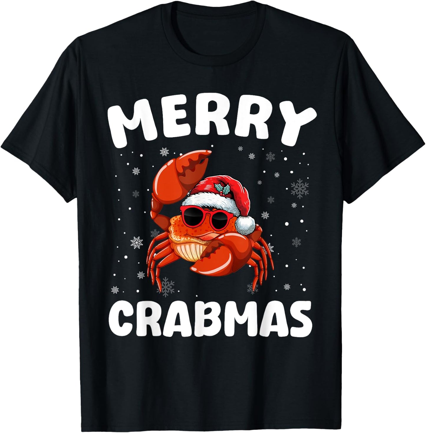 Merry Christmas Crab Merry Crabmas Funny Boy Girl Kids T-Shirt - T-Shirt | Black