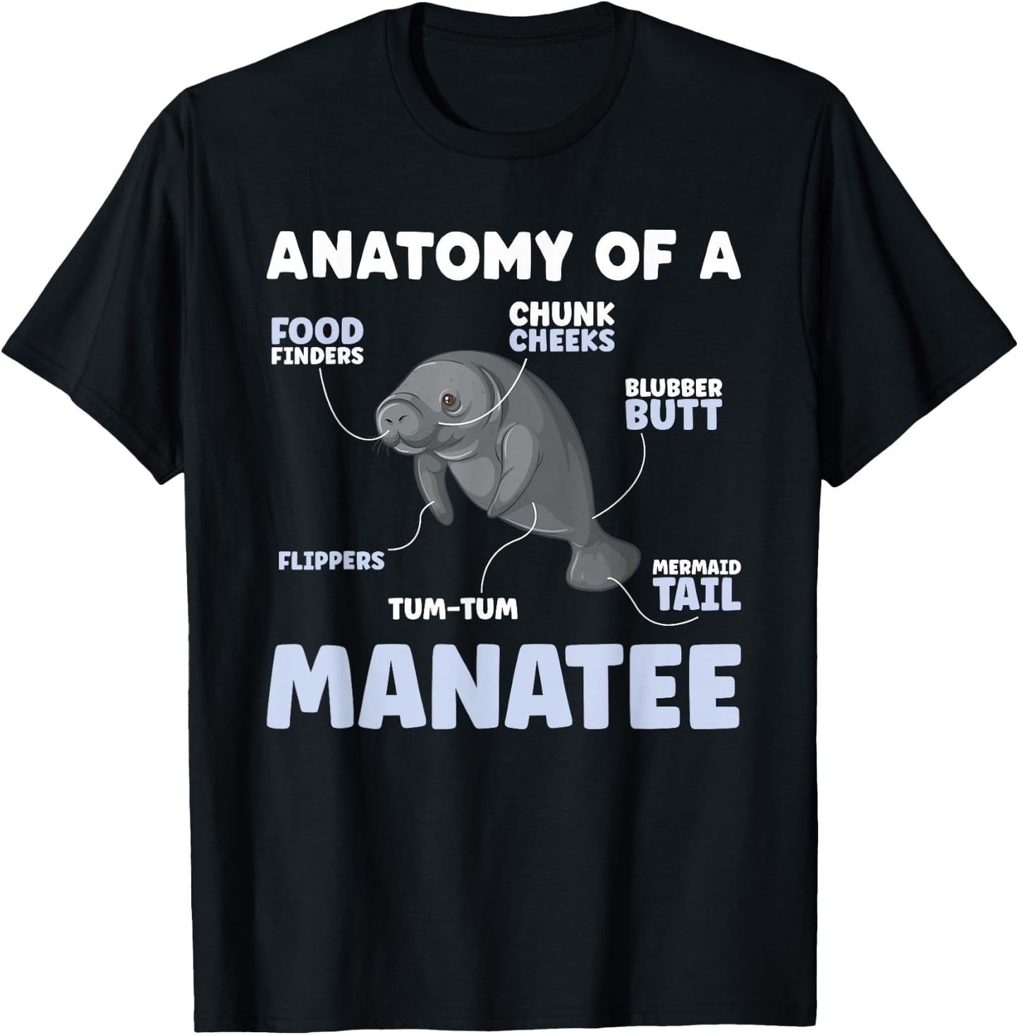 Anatomy Of A Manatee Funny Manatee Lover Manatees T-Shirt - T-Shirt | Black
