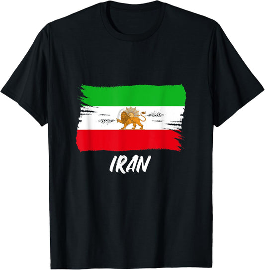 Vintage Old Iranian Lion Flag , black T-Shirt - T-Shirt | Black