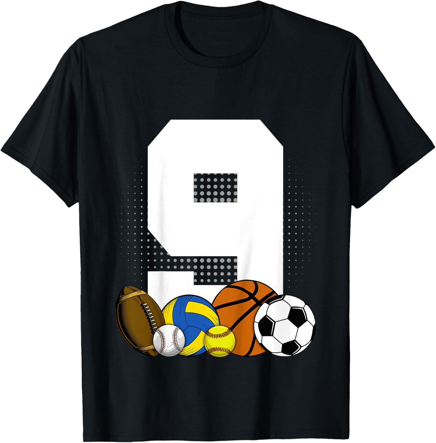 Kids 9 years Birthday Sports Kids Boys 9th Birthday Baller T-Shirt - T-Shirt | Black