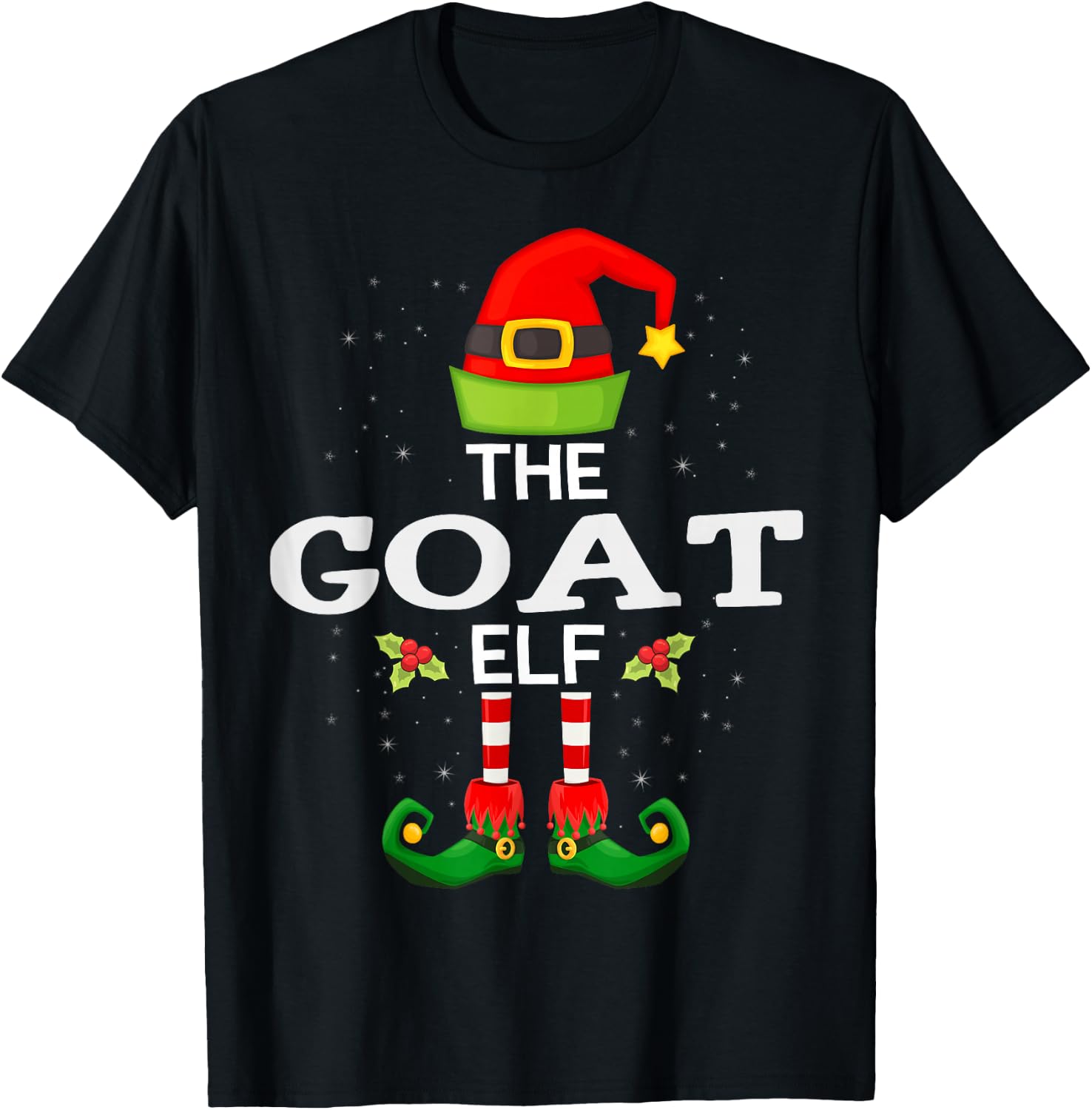 The Goat Elf Christmas Family Matching Pajama T-Shirt - T-Shirt | Black