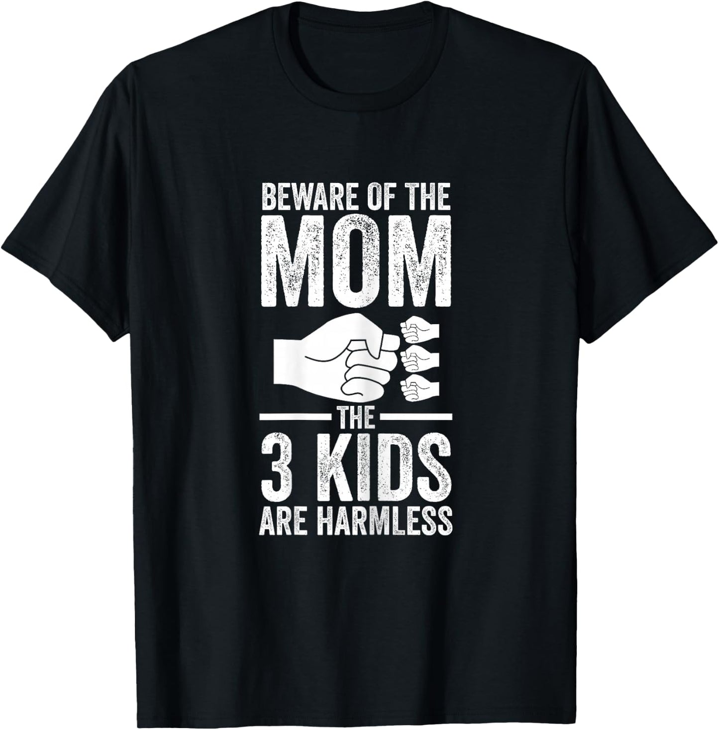 Women's with German Text "Vorsicht vor der Mutter Die 3 Kinder Mama von 3 Kinder" [, black T-Shirt - T-Shirt | Black