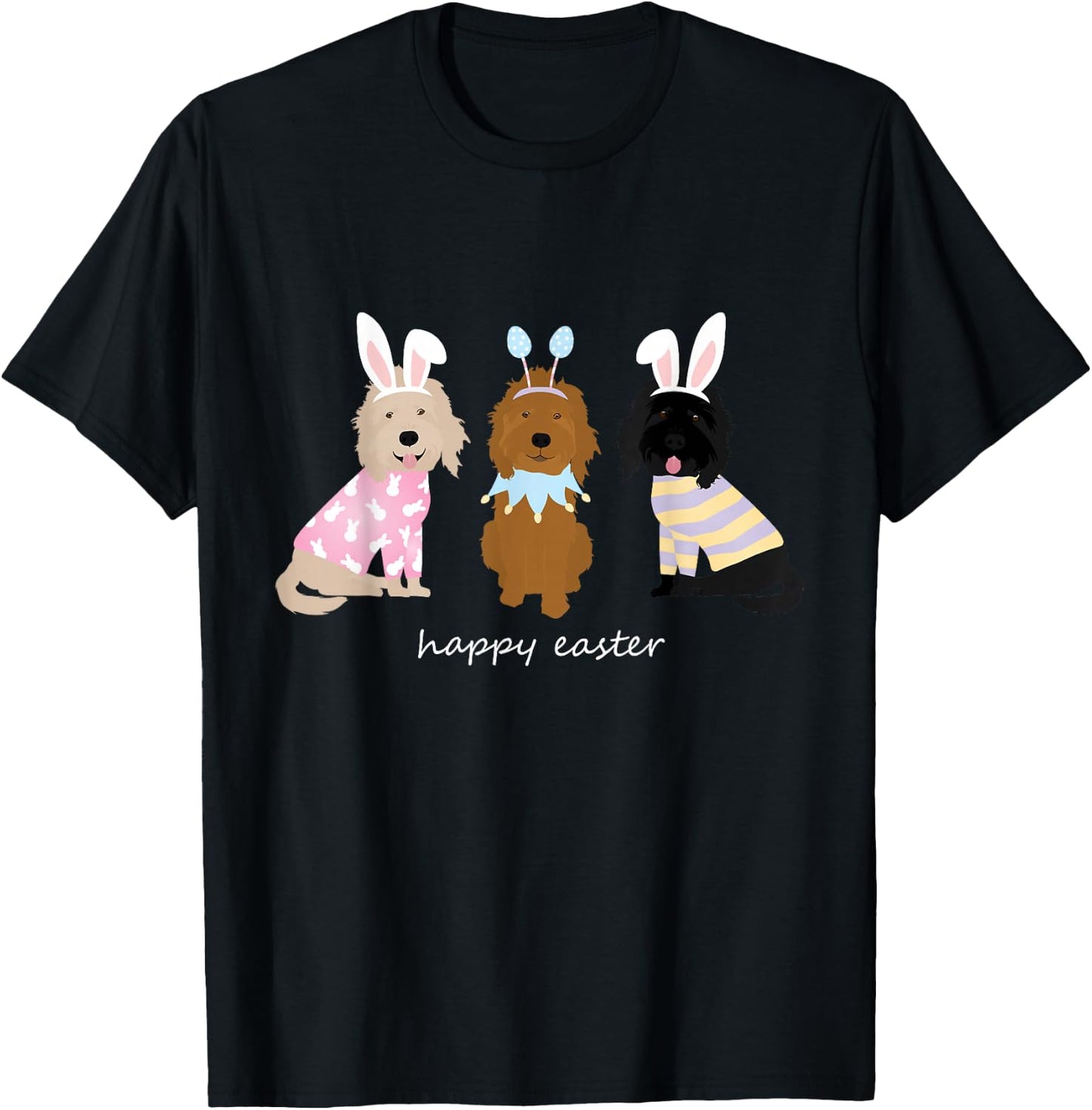 Happy Easter Goldendoodle Dogs Cute Golden Doodle Bunny T-Shirt - T-Shirt | Black