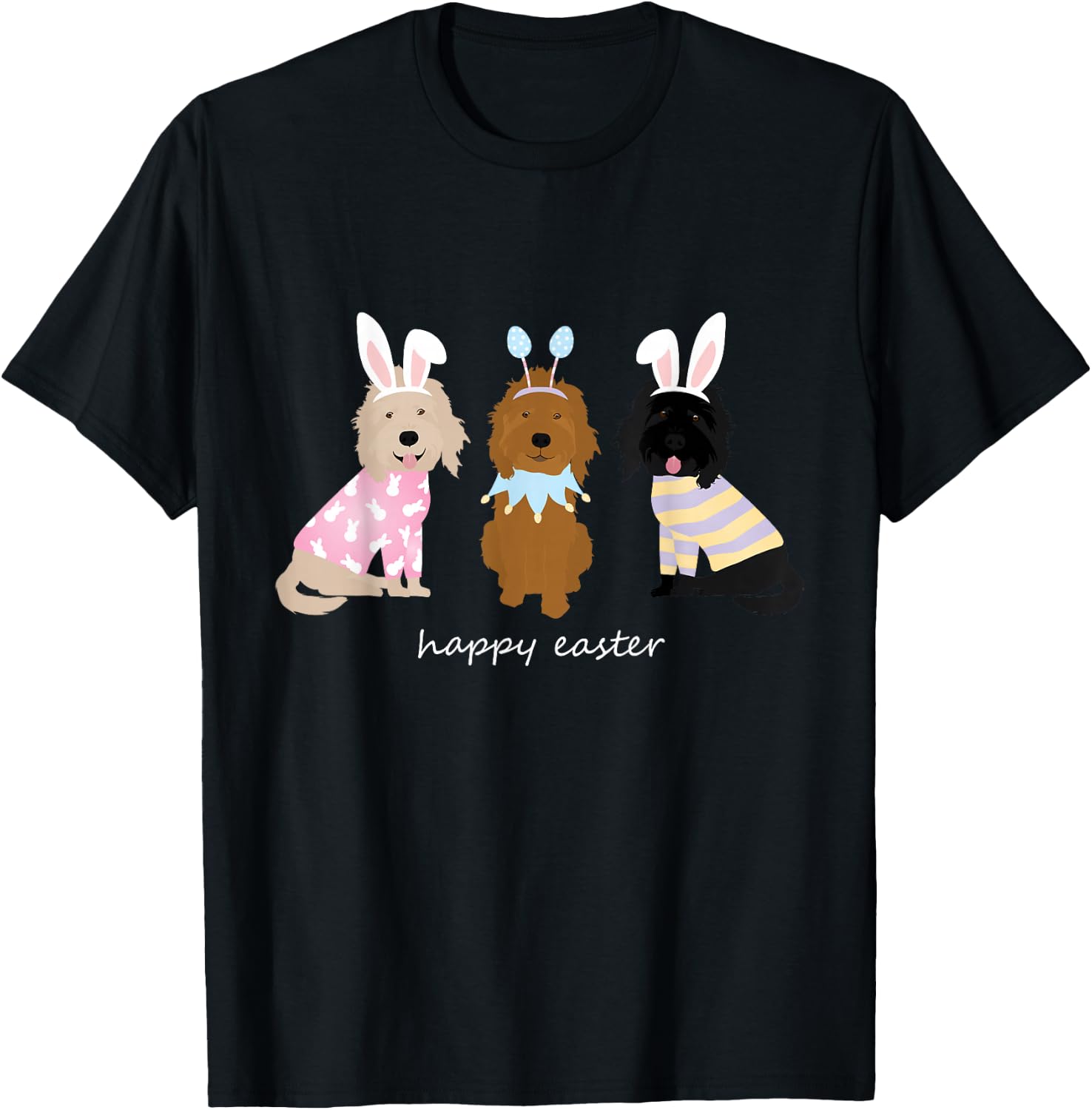 Happy Easter Goldendoodle Dogs Cute Golden Doodle Bunny T-Shirt - T-Shirt | Black