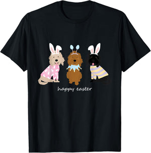 Happy Easter Goldendoodle Dogs Cute Golden Doodle Bunny T-Shirt - T-Shirt | Black