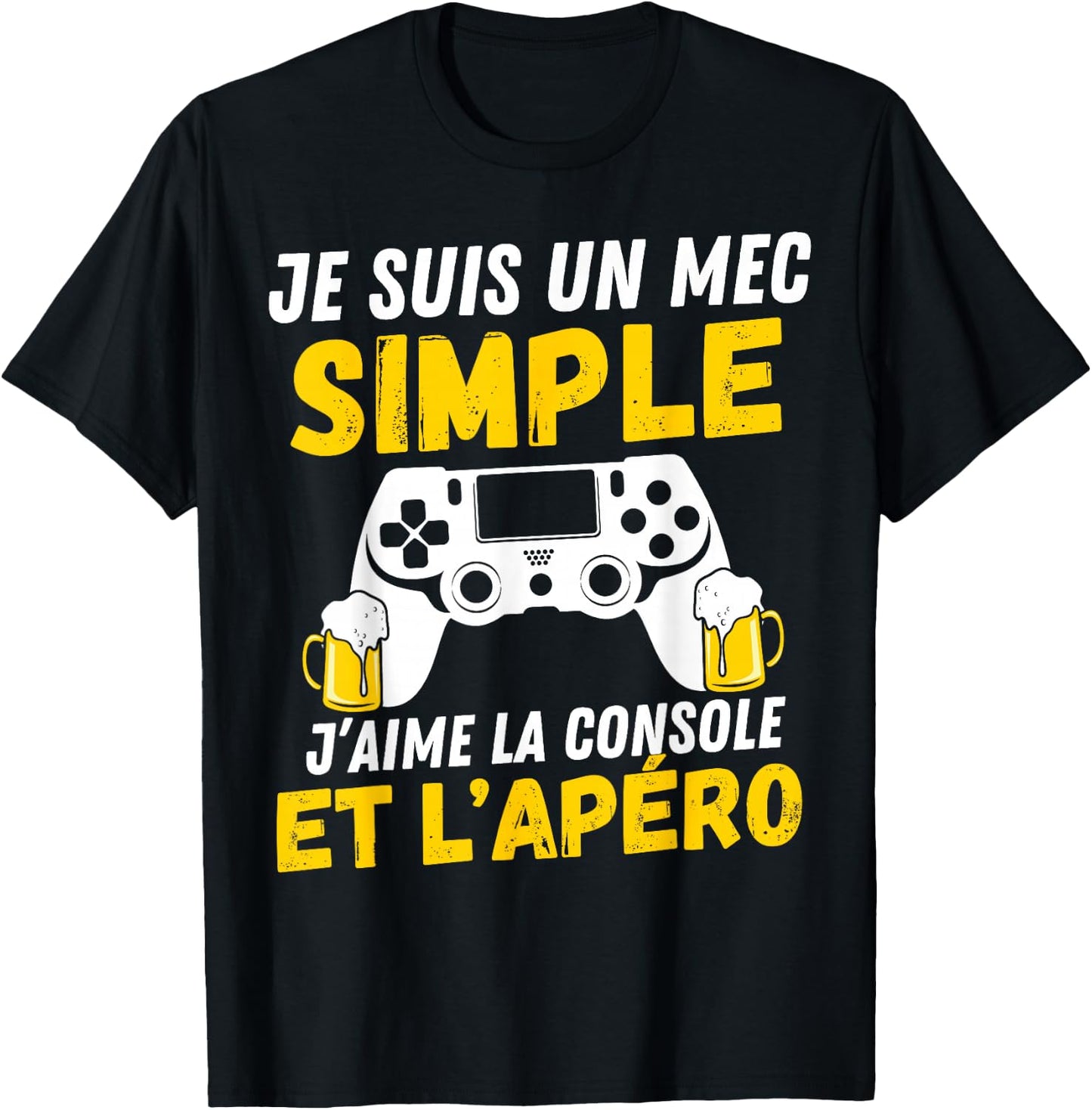 Simple guy i love aperitif and console funny teen video gamer , Black, S T-Shirt - T-Shirt | Black