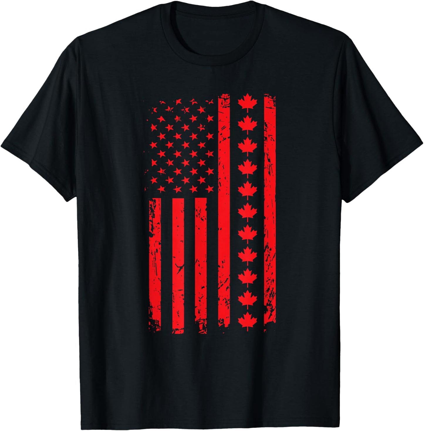 Our 51st state of America American Flag with Canada Maple T-Shirt - T-Shirt | Black