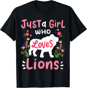 Lion Just A Girl Who Loves Lions Gift Lion Lovers T-Shirt - T-Shirt | Black