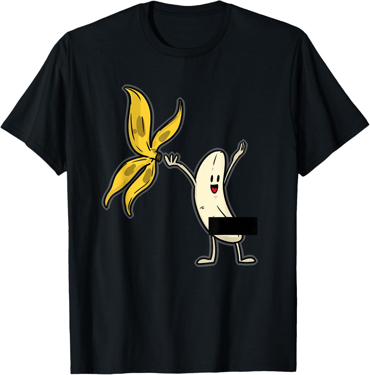 Banana Striptease Censored Naked Funny Adult T-Shirt - T-Shirt | Black