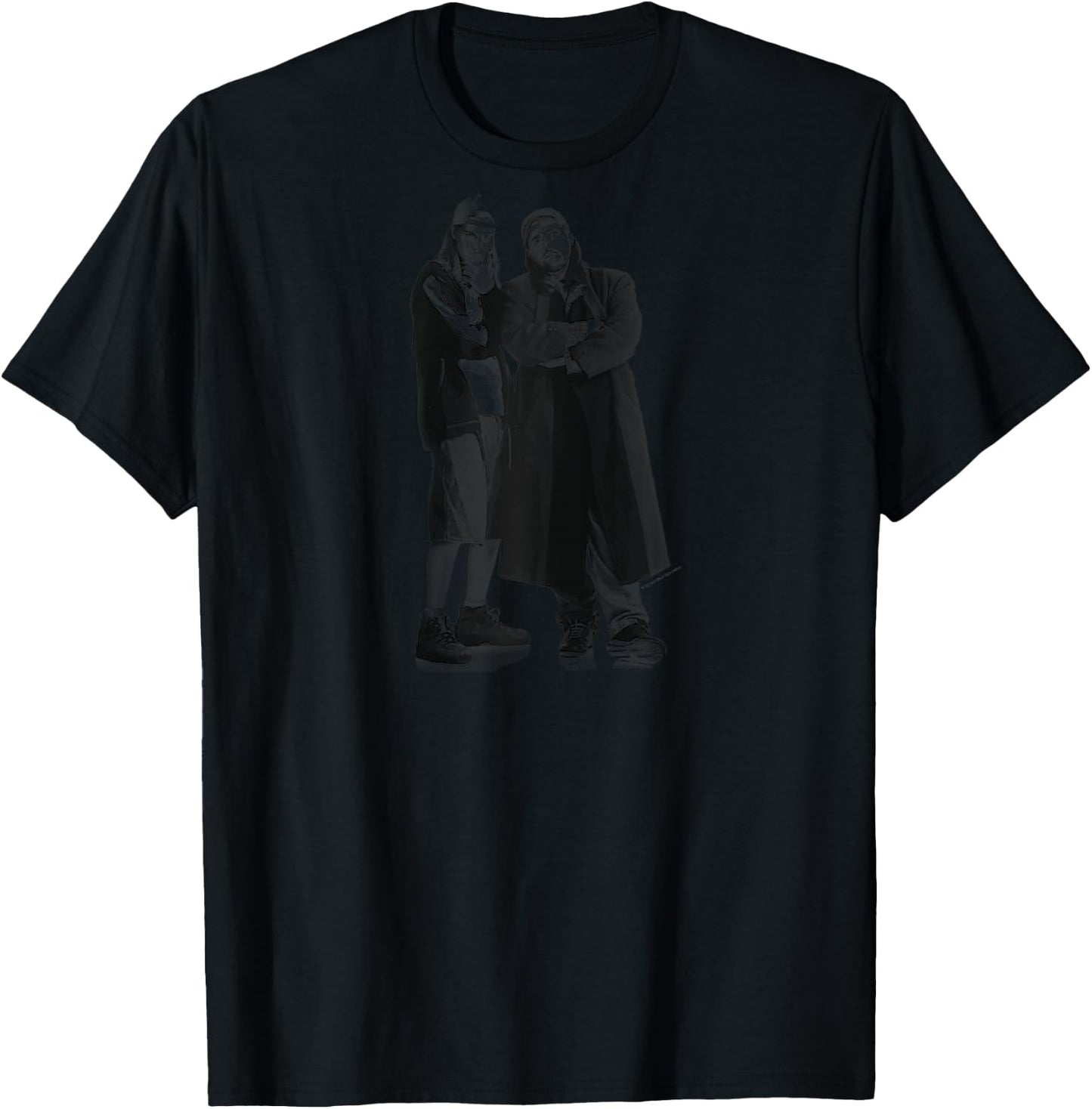 Jay & Silent Bob Black & White Standing Portrait Raglan Baseball T-Shirt - T-Shirt | Black