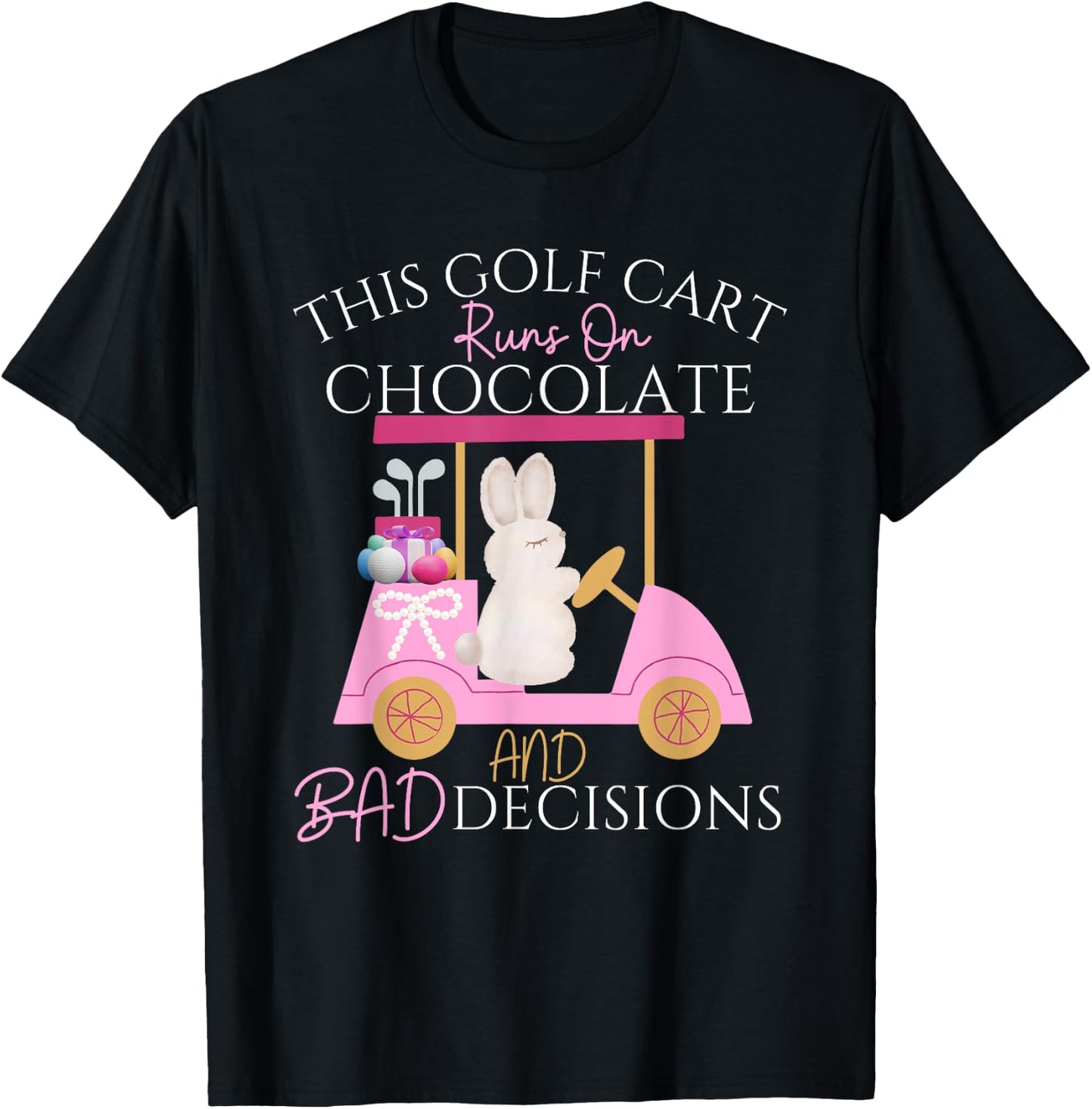 Golf Golfer Easter Eggs Bunny Rabbit Golf Cart Matching T-Shirt - T-Shirt | Black