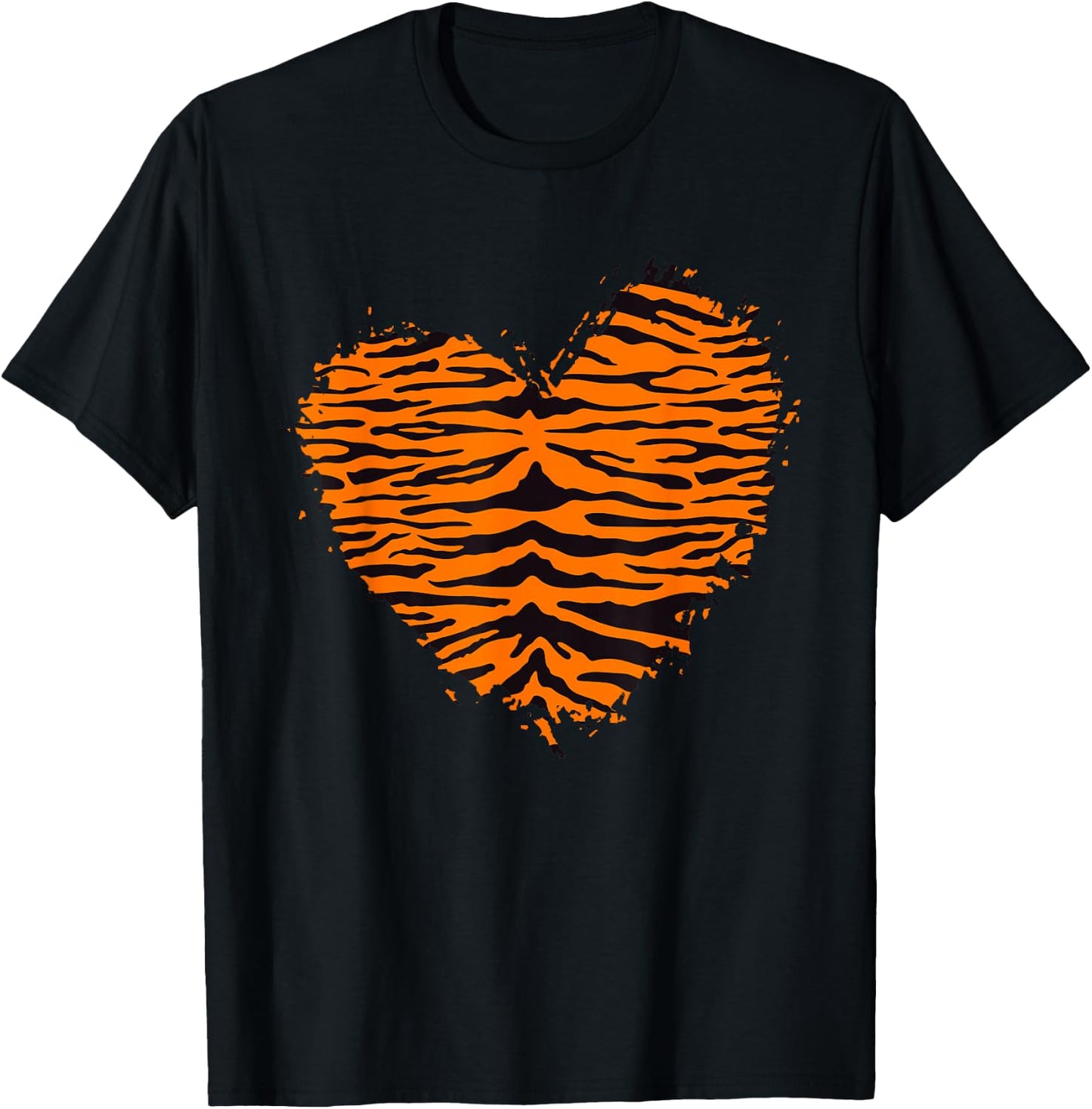 Tiger Heart Stripes Print Cute Tiger Zoo Costume Women Girls , black T-Shirt - T-Shirt | Black