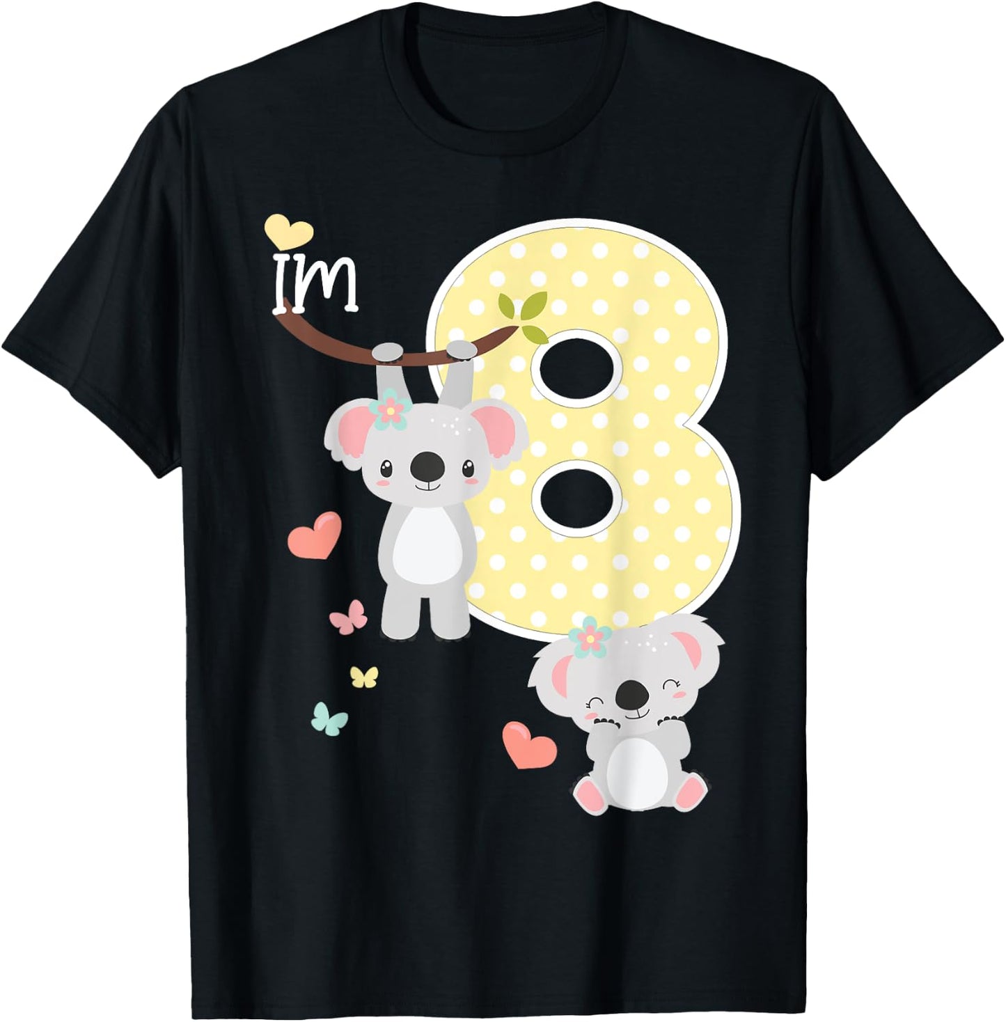 Koala Bear 8th Birthday Girl 8 Year Old Birthday Cute Koalas T-Shirt - T-Shirt | Black