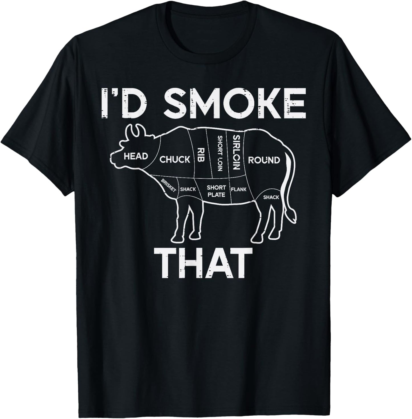 Id Grill That Cow Beef Meat Chart Bbq Barbecue Grill Butcher T-Shirt - T-Shirt | Black