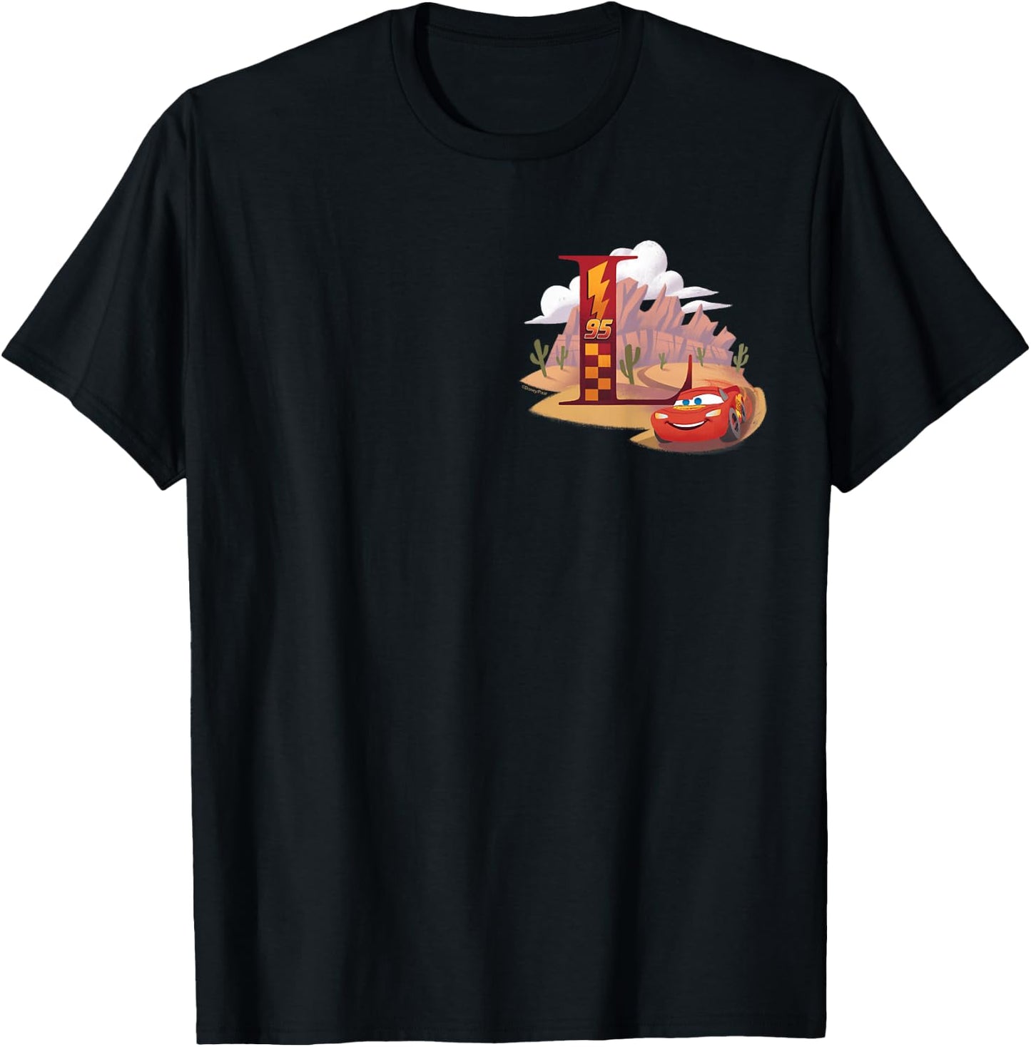 Disney & Pixar Alphabet Monogram Letter L Lightning McQueen , black T-Shirt - T-Shirt | Black