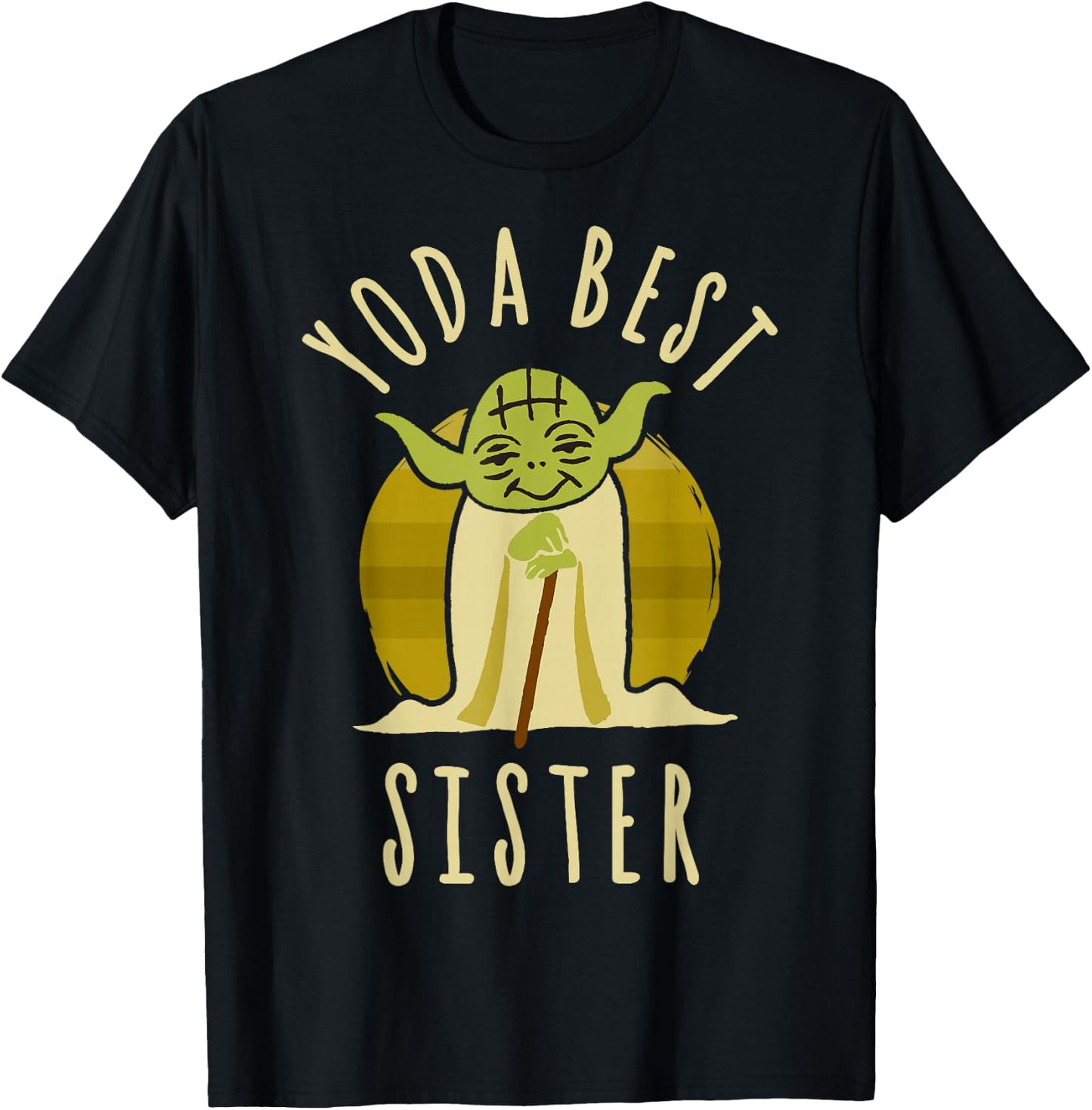 Star Wars Yoda Best Sister Cartoon Yoda T-Shirt - T-Shirt | Black