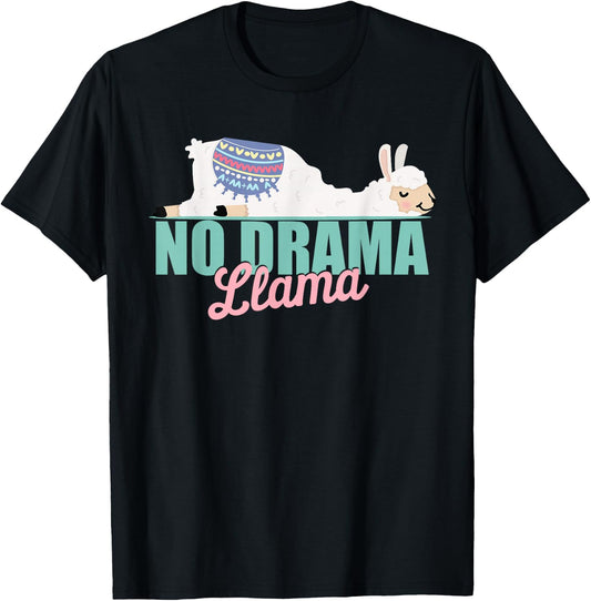 Cute No-Drama Llama Funny Quote llama laying T-Shirt - T-Shirt | Black
