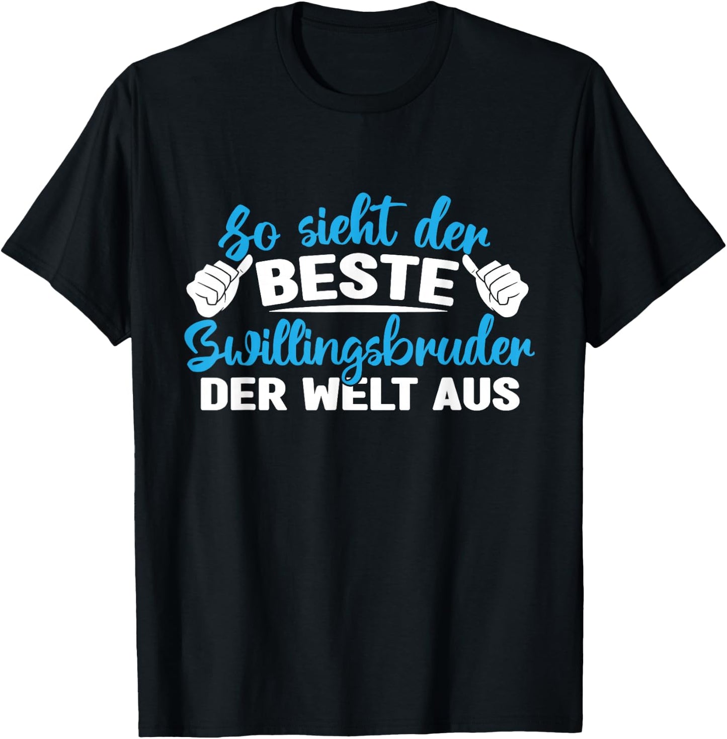 with German Text "Bester Zwillingsbruder Zwillinen", black T-Shirt - T-Shirt | Black