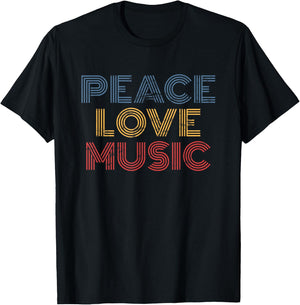 Peace Love Music retro 70s vintage distressed T-Shirt - T-Shirt | Black