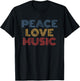 Peace Love Music retro 70s vintage distressed T-Shirt - T-Shirt | Black