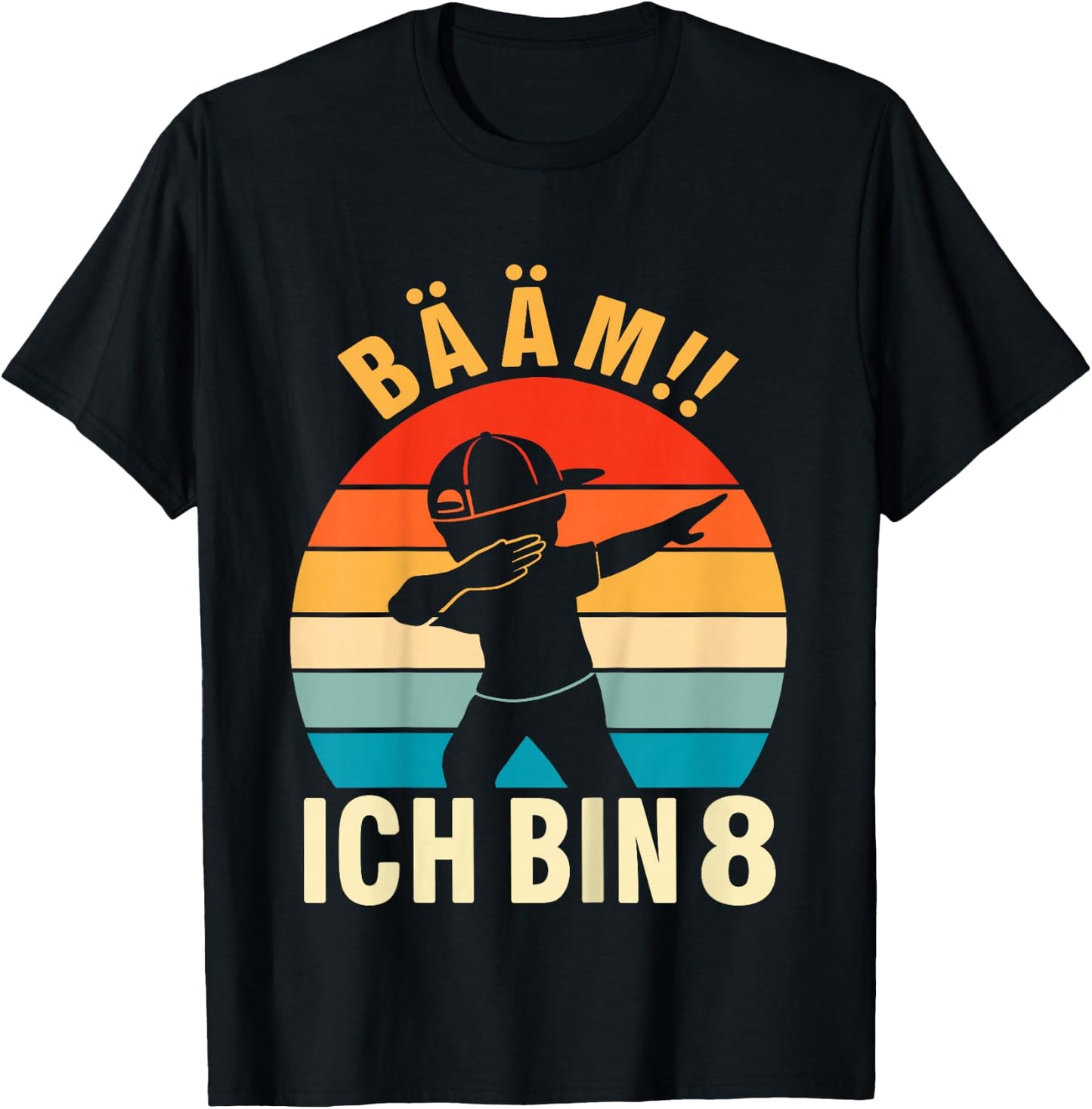 Children's Dabbing Birthday 8 Years Boys 8th Birthday , black T-Shirt - T-Shirt | Black