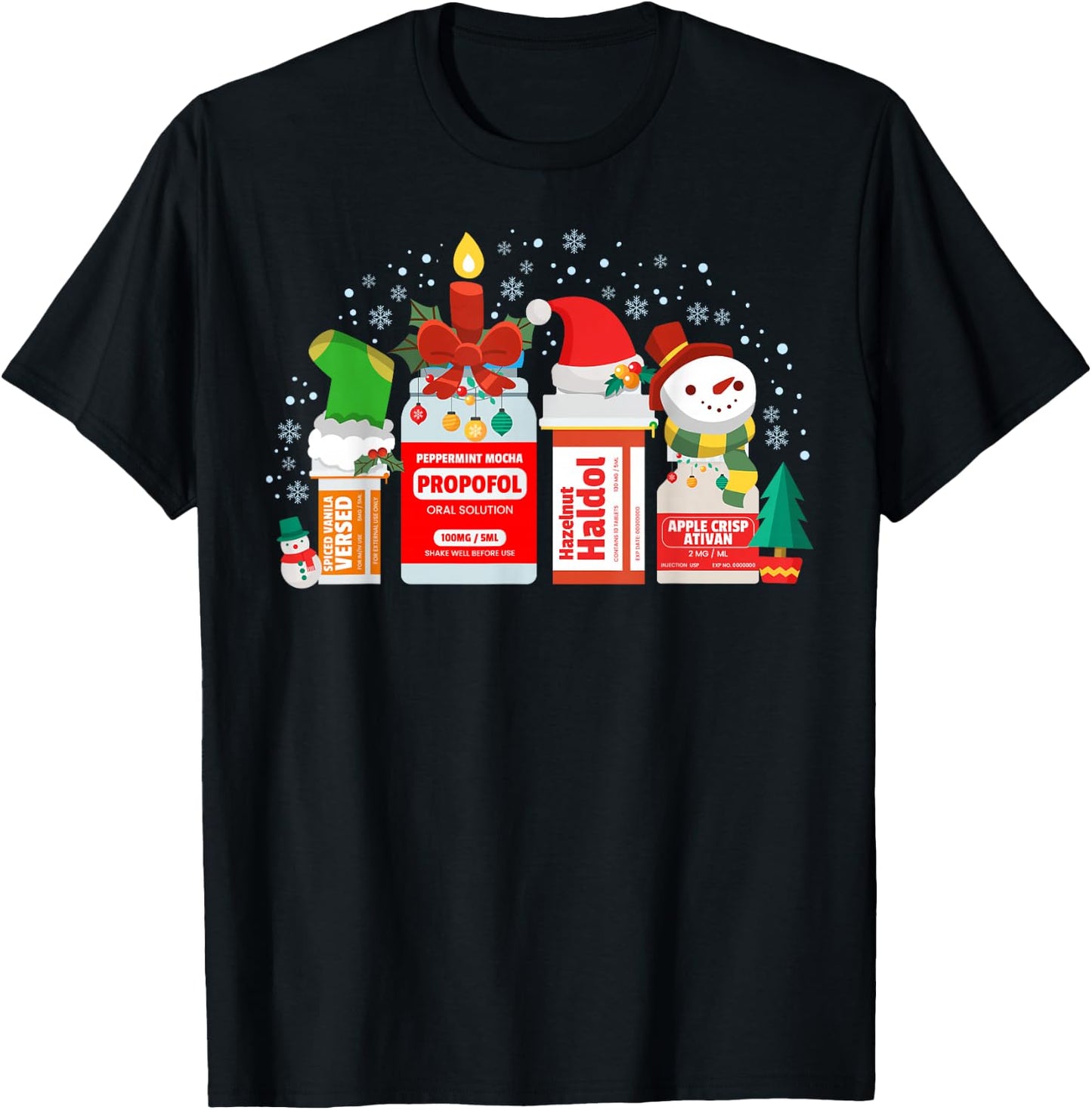 Christmas ICU Nurse Happy Nursemas Xmas Holiday Pajama RN T-Shirt - T-Shirt | Black