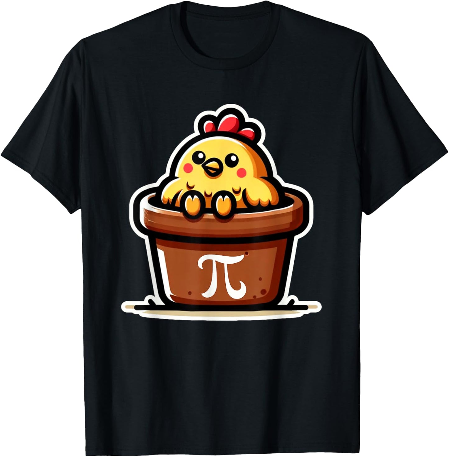 Funny Math Pun Chicken Pot Pi Cute Mathematics Humor T-Shirt - T-Shirt | Black