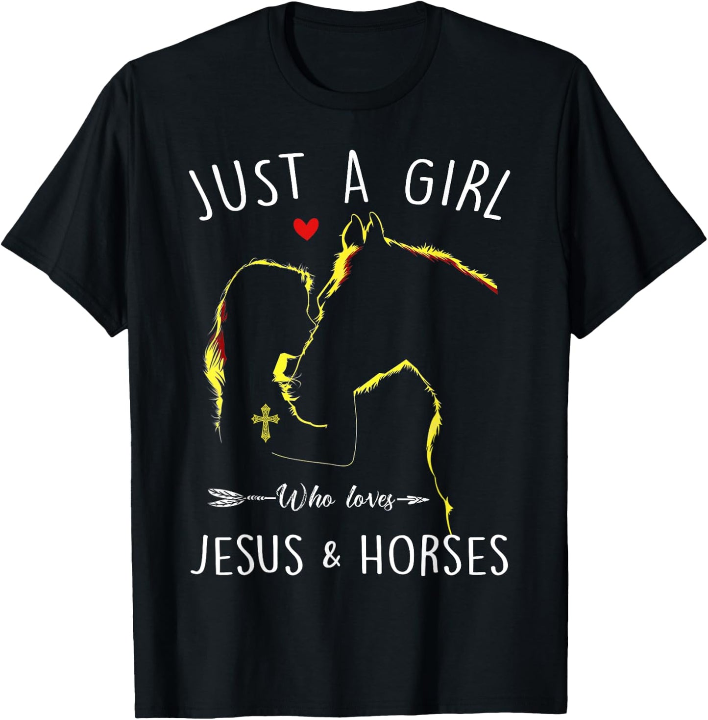 Just A Girl Who Loves Jesus and Horses Equestrian Christian T-Shirt - T-Shirt | Black