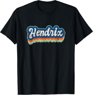 Hendrix First Name Boy Vintage Style 70s 80s Personalized T-Shirt - T-Shirt | Black