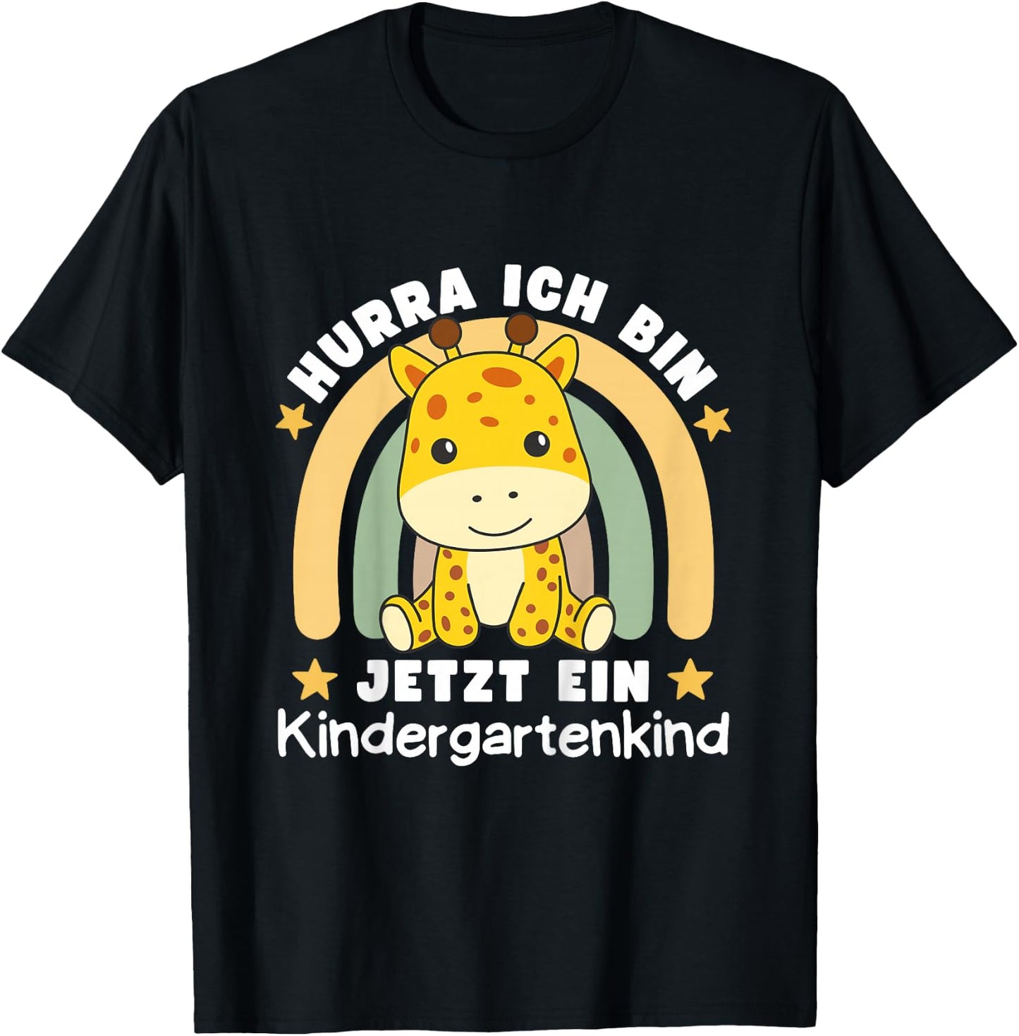 Children's with German Text "Hurra Ich Bin Jetzt Ein Kindergartenkind Giraffe, black T-Shirt - T-Shirt | Black
