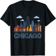 Funny Chicago Skyline Chicago Souvenir Pixel Art T-Shirt - T-Shirt | Black