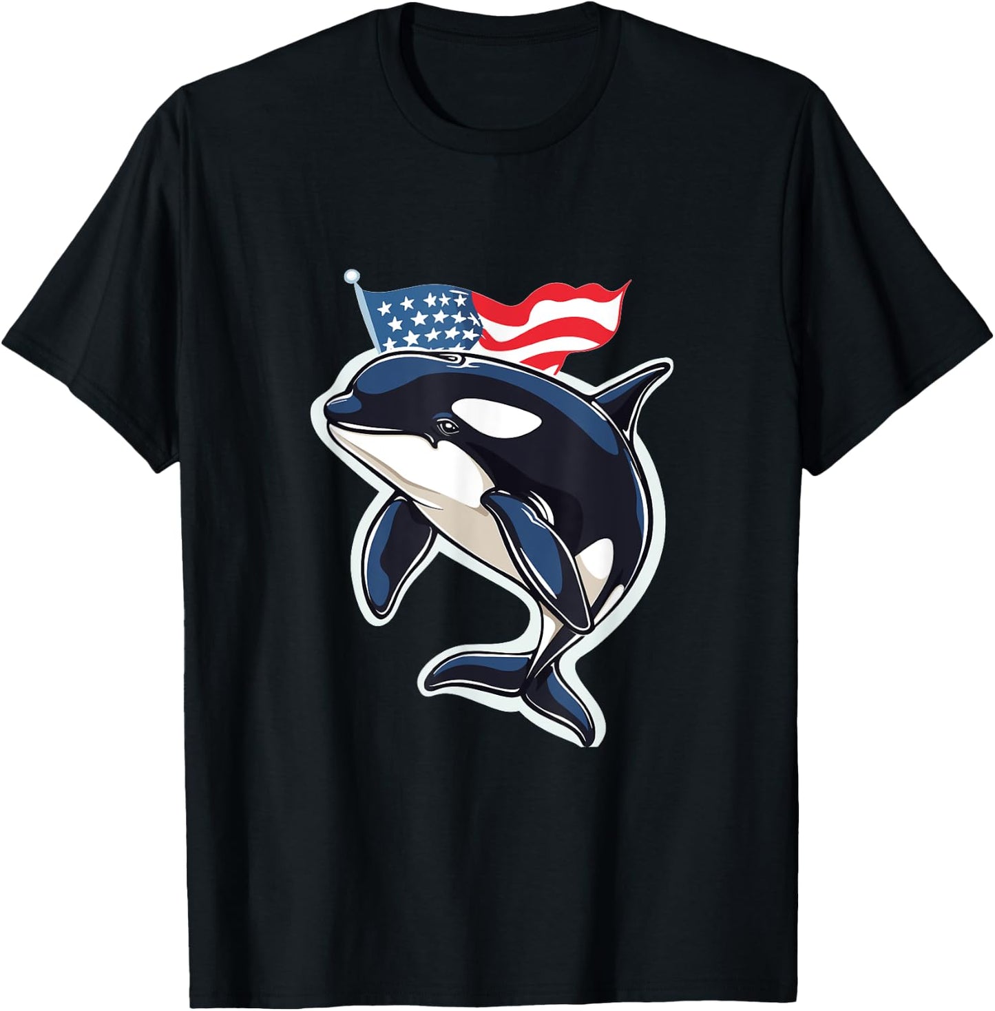 Orca American Flag Patriotic 4th Of July T-Shirt - T-Shirt | Black