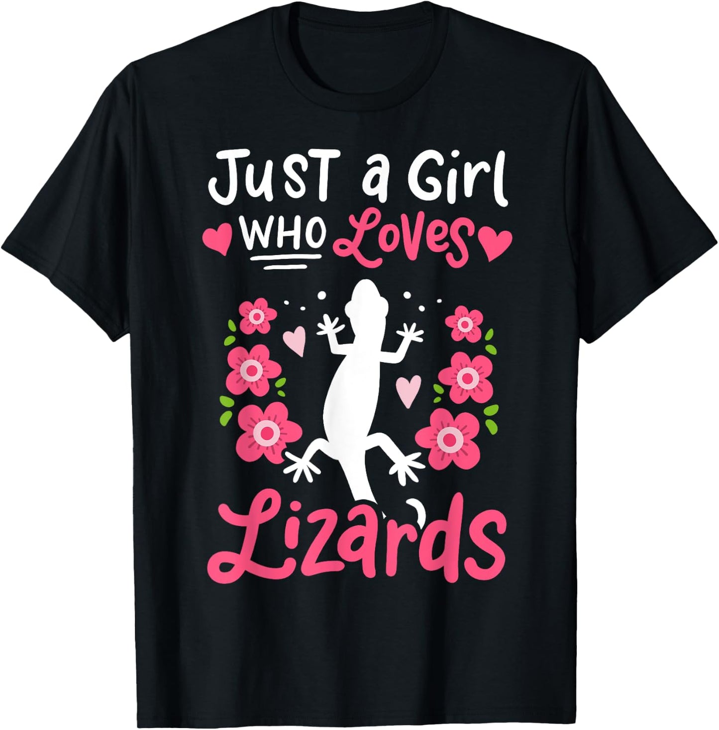 Lizard Just A Girl Who Loves Lizards Gift T-Shirt - T-Shirt | Black