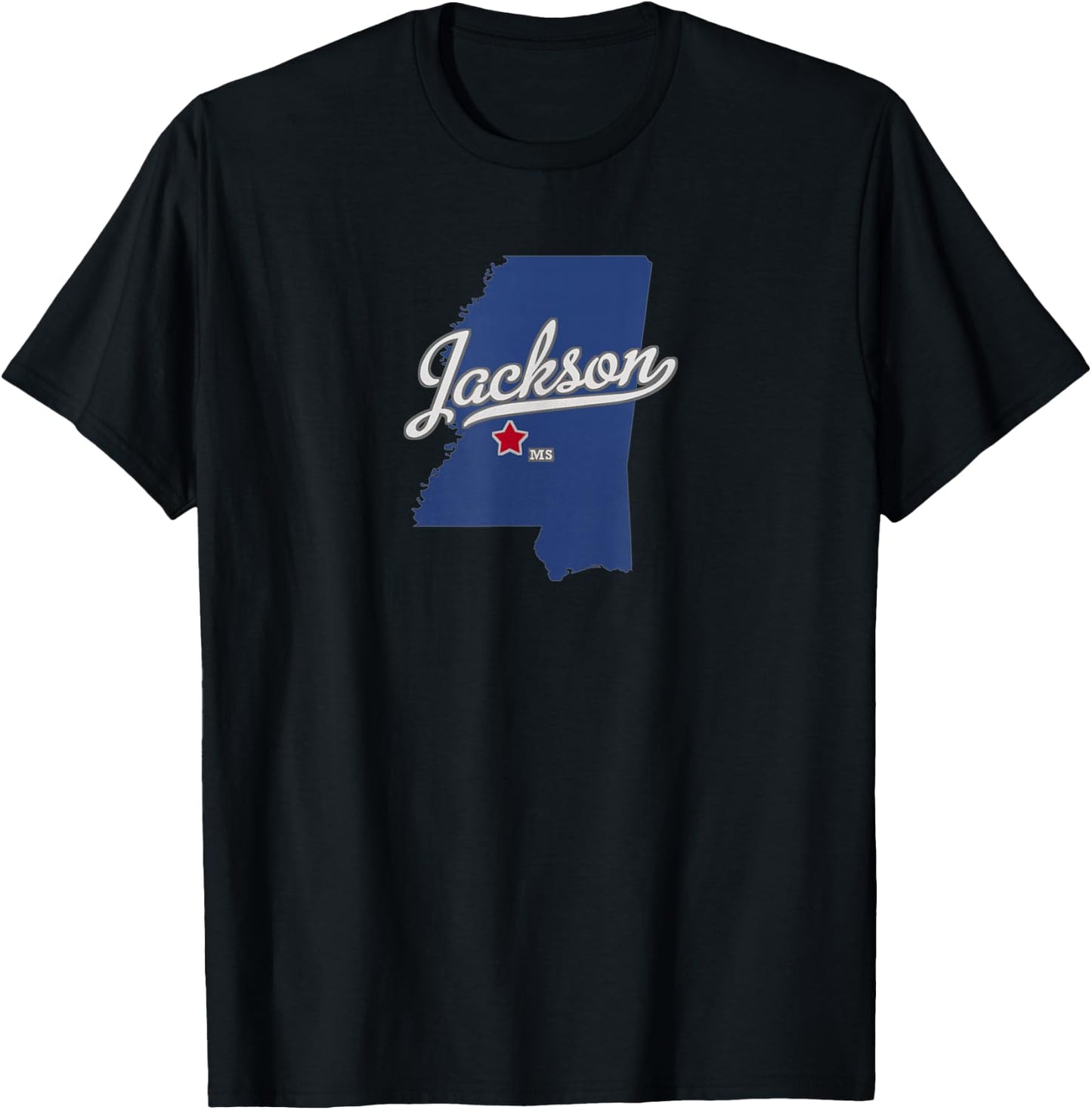 Jackson Mississippi MS Map T-Shirt - T-Shirt | Black