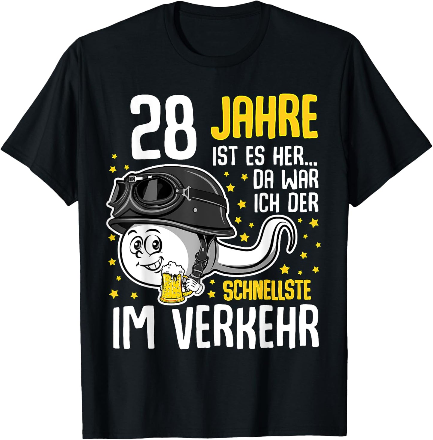 Men's 28 Years Ago The Fastest in Traffic 28th Birthday Man , black T-Shirt - T-Shirt | Black