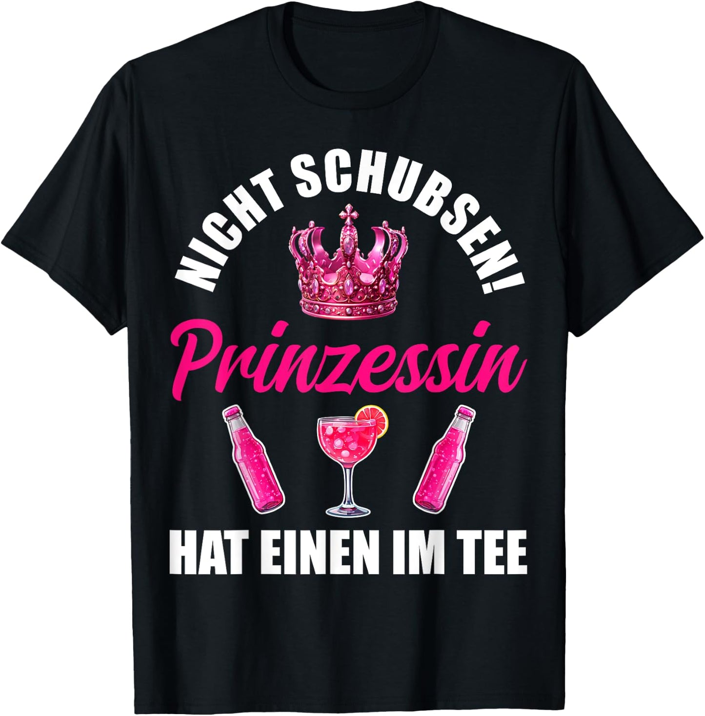 Princess Not Pushing JGA Party Mallorca Malle Saufen , black T-Shirt - T-Shirt | Black