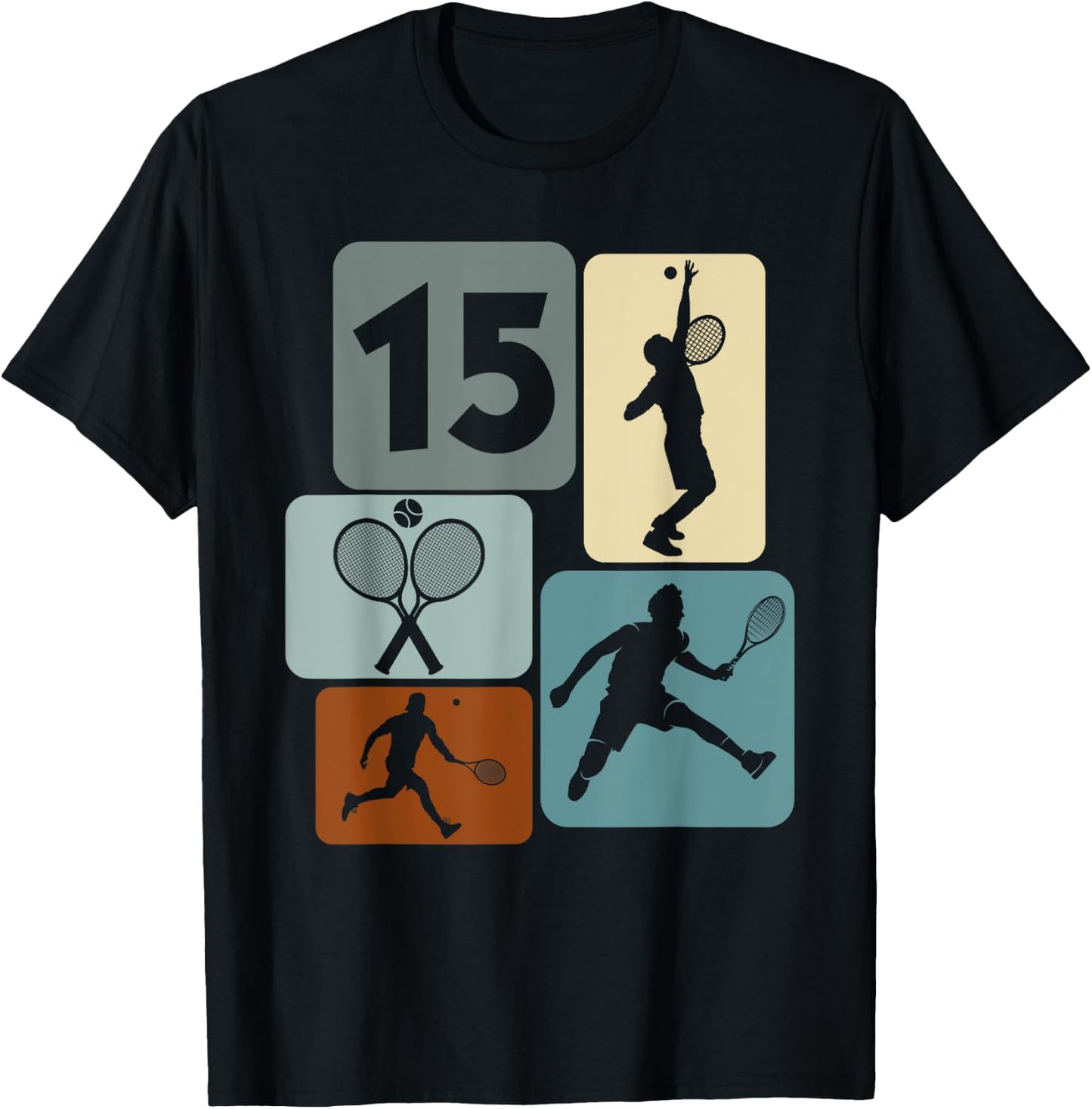 15e anniversaire Joueur de tennis 15 ans Tennis garçons T-Shirt - T-Shirt | Black