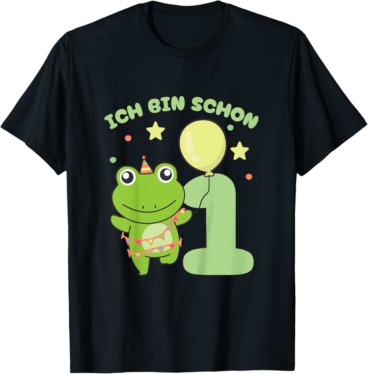 Frosch Ich bin schon 1 Frösche Geburtstags Kinder T-Shirt - T-Shirt | Black
