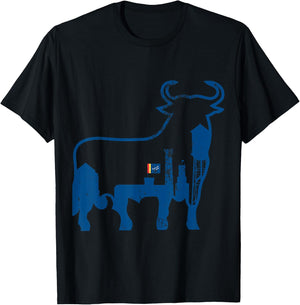Durham NC City Skyline Standing Bull Silhouette T-Shirt - T-Shirt | Black