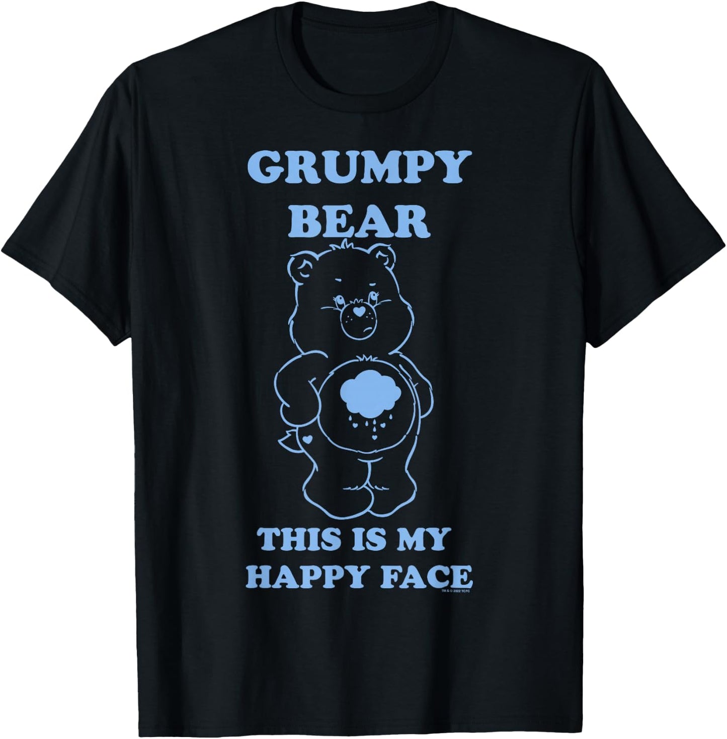 Care Bears Grumpy Bear This Is My Happy Face Costume , Black, S T-Shirt - T-Shirt | Black