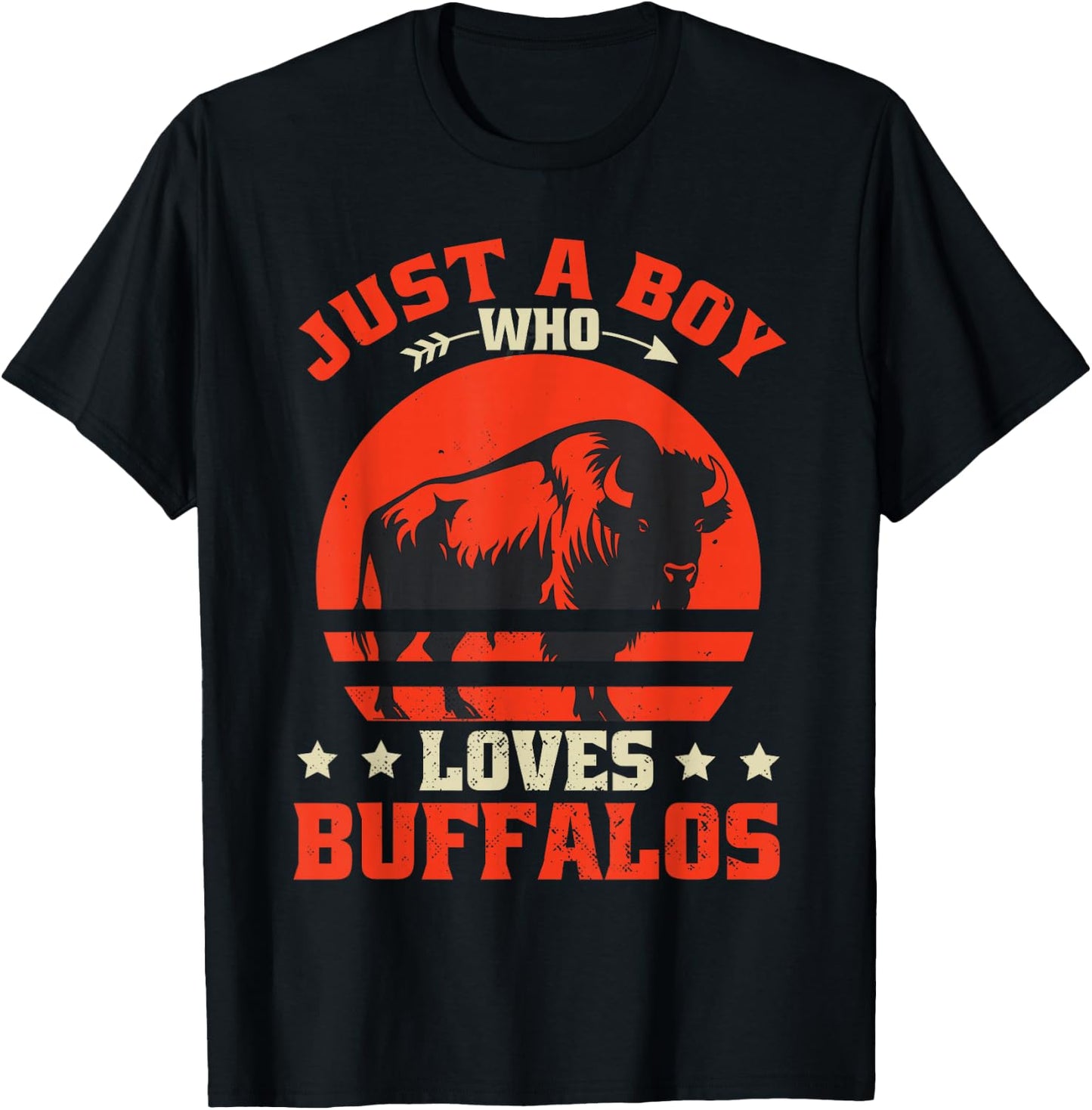 Retro Bison Buffalo Boy T-Shirt - T-Shirt | Black
