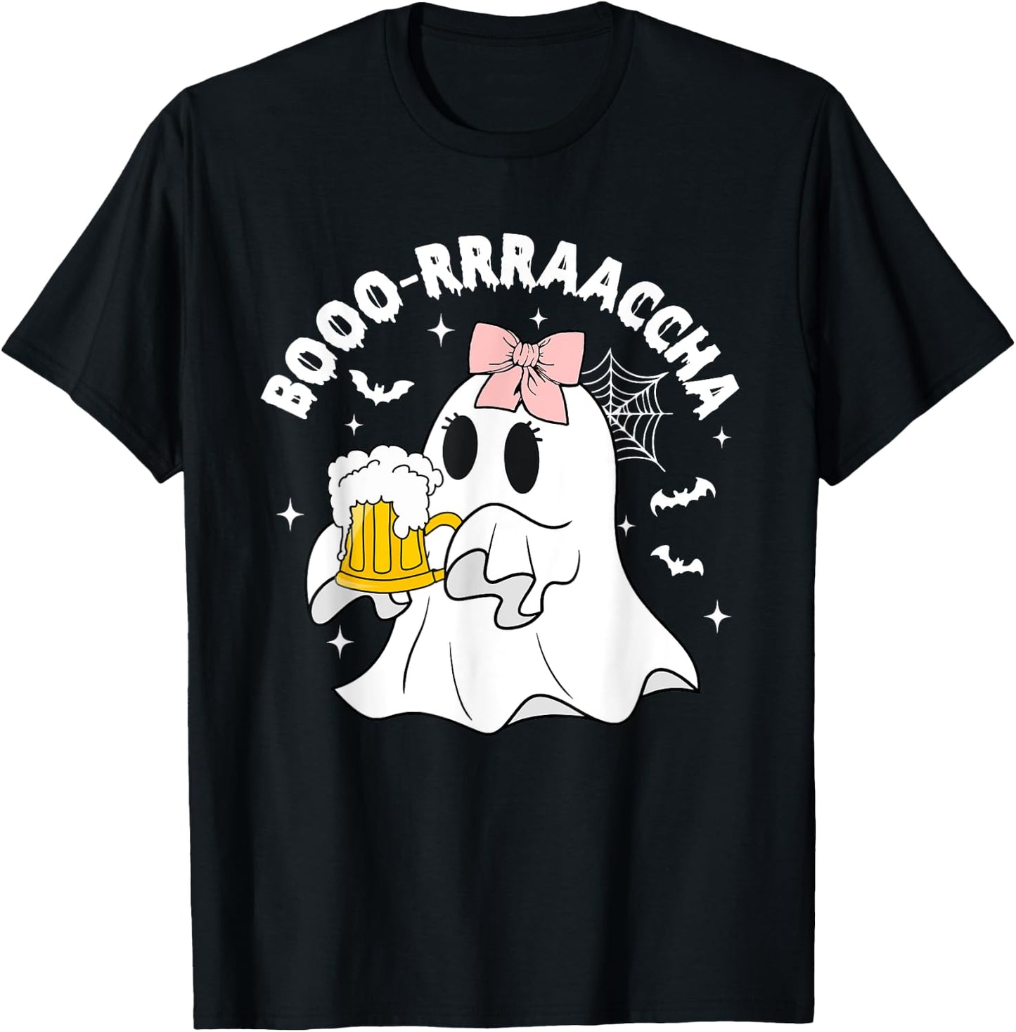 Booo-rrraaccha, Funny Halloween Drunk Ghost, Cute Ghost T-Shirt - T-Shirt | Black