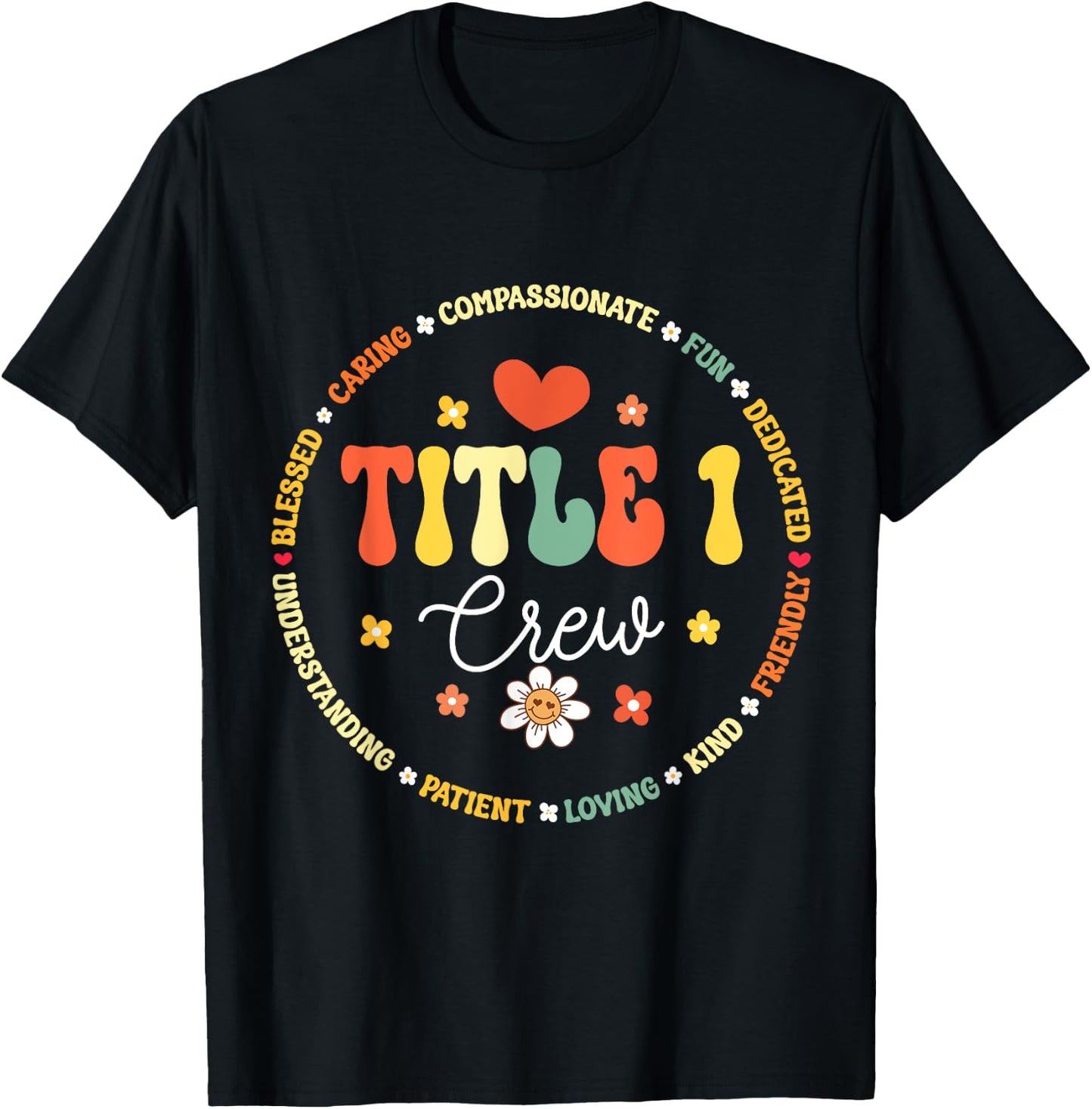 Groovy Title 1 Crew cute title 1 Reading teacher T-Shirt - T-Shirt | Black