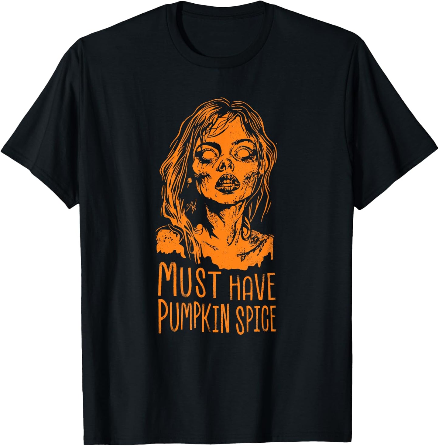 Funny Pumpkin Spice Zombie Coffee Halloween Drink Latte Fall T-Shirt - T-Shirt | Black
