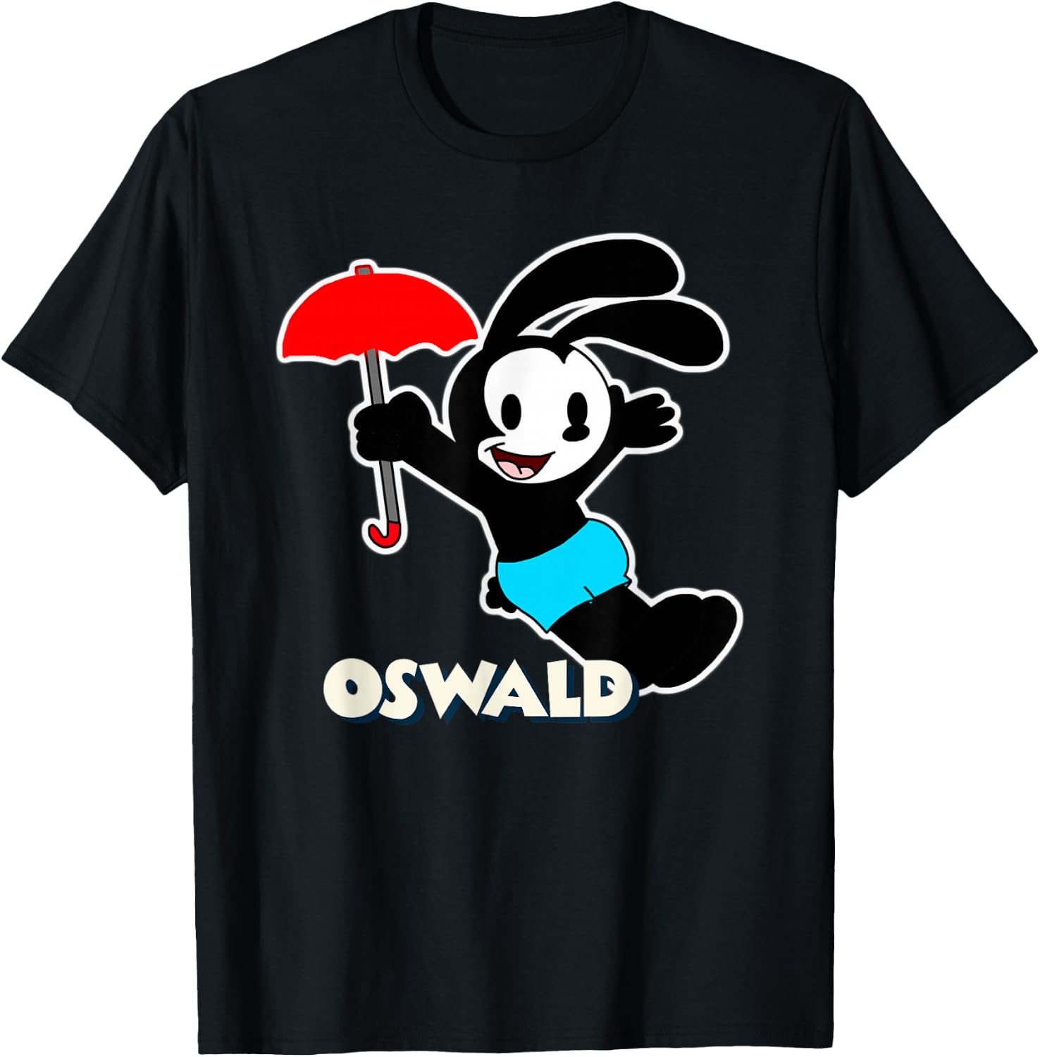 Oswald Rabbit Umbrella Flying Vintage Cartoon 1927 T-Shirt - T-Shirt | Black