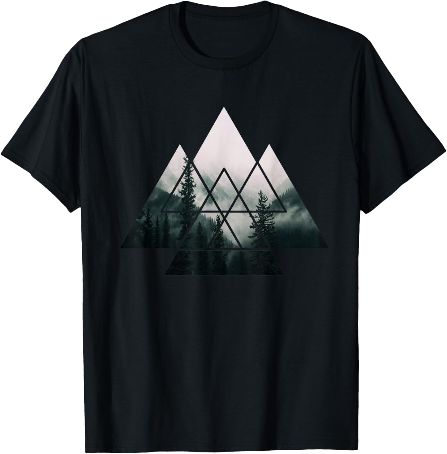 Wald Natur Quadrat Minimalismus Klimaschutz Mountain Environment Tree T-Shirt - T-Shirt | Black